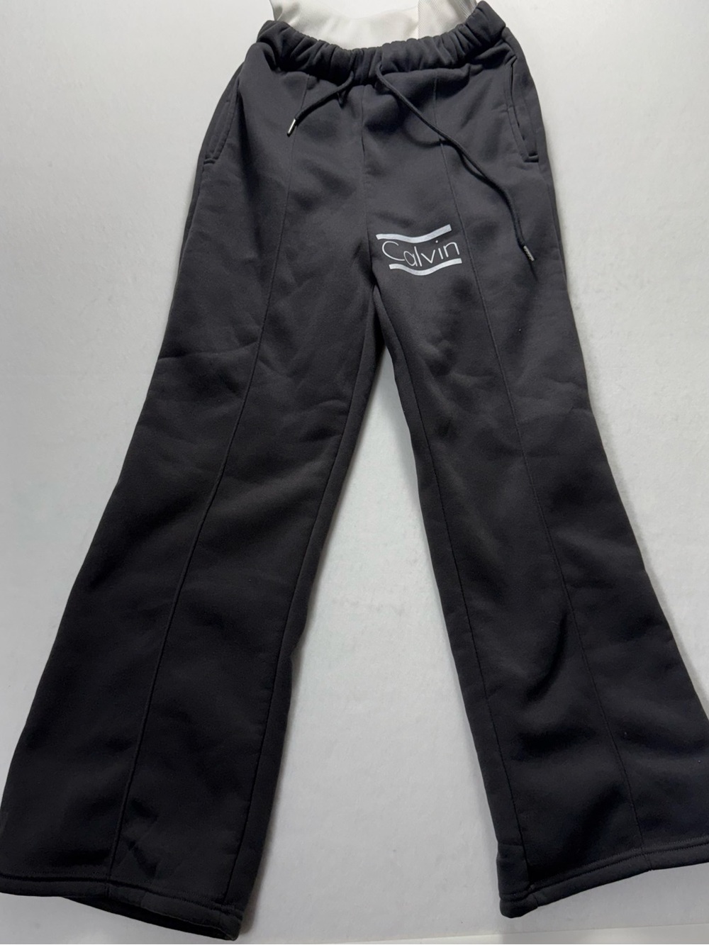 Calvin Klein Black Cropped Hoodie & Lounge Pants Set with White Accents - Picture 3 of 9